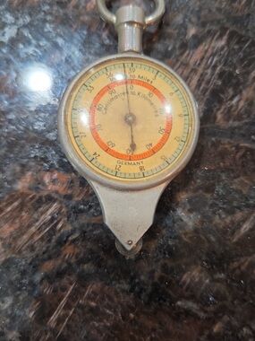 Vintage Pocket Altimeter/Distance Gauge - Yellow & Orange Dial